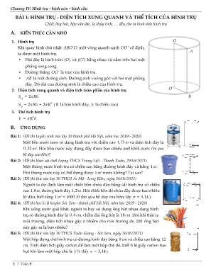 Đề cương ôn tập Hình học Lớp 9 - Chương IV Hình trụ. Hình nón. Hình cầu